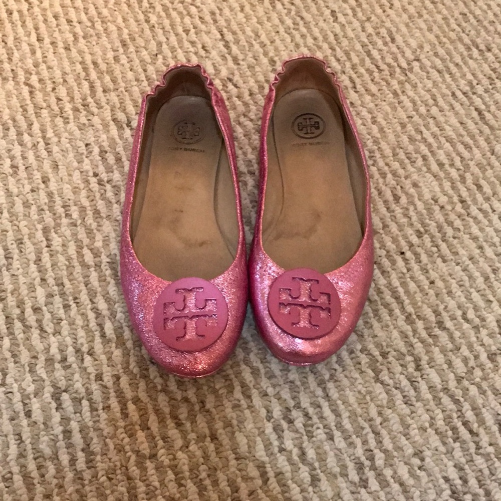 Metallic pink Tory Burch flats